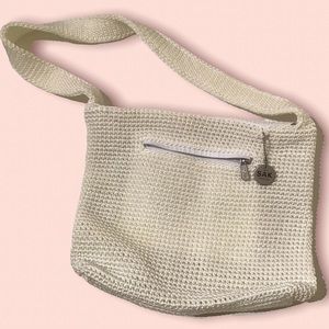 The SAK white crochet rectangular purse bag